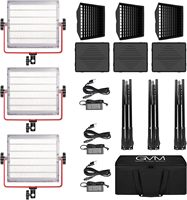 Kit d'éclairage vidéo professionnel GVM Official 1200D 3 panneaux LED RGB avec contrôle par application pour la photographie et le direct