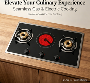 Table de cuisson polyvalente 2 gaz + 1 infrarouge |   Encastrable, verre trempé, multi-combustibles, idéal pour <span class=keywords><strong>les</strong></span> chefs à domicile - Product Image 1