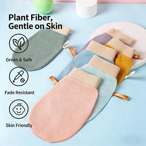 Gants exfoliants pour le corps en soie naturelle 100% pure, écologiques, couleur unie, pour toutes les saisons, élimination des peaux mortes - Product Image 2
