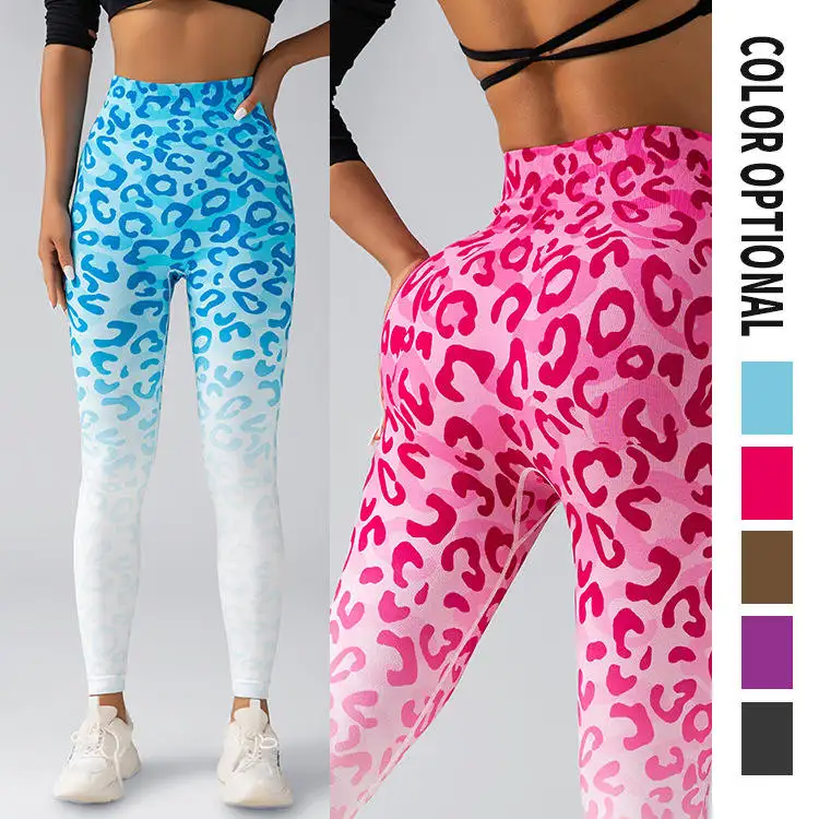 2024 new Sexy Leopard Leggings Women Seamless Slim Leggings Sports Fitness Running Pants High Waist Hip Fashion Elastic Tights