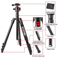 Trépied monopode professionnel ZOMEI Q173 en alliage d'aluminium avec bouton de verrouillage, design portable, capacité de charge de 5 kg pour appareil photo reflex numérique, projecteur, photographie