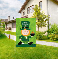 Drapeau de jardin double face 30x45cm (12x18 pouces) de haute qualité avec impression par sublimation, motif ligne bleue, vierge, avec support de mât