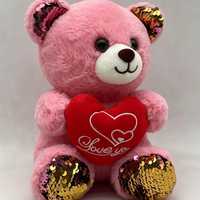 Peluche pour machine à griffes, ours en peluche avec oreilles à paillettes et coussin en forme de cœur, animal en peluche mignon pour enfants