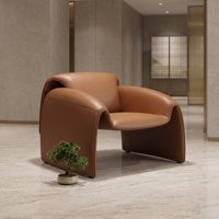 Fauteuil d'appoint en cuir courbé moderne, fauteuil individuel unique, chaise de salon de luxe pour villa, hôtel, hall d'entrée