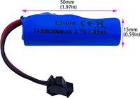 Batterie au lithium rechargeable 3,7 V 14500 en gros avec connecteur SM 2P et câble de charge SM 2P OEM pour voiture RC et jouets