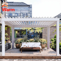 Pergola à persiennes en aluminium avec LED Abri de jardin solaire Pare-soleil Décorations Persiennes en option pour mobilier de jardin extérieur