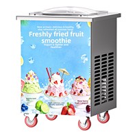 Machine à glace frite commerciale 240V 1.35KW, simple ou double plateau, pour rouleaux de glace au yaourt, capacité de stockage de 18kg, idéale pour les stands de glace pilée aux fruits