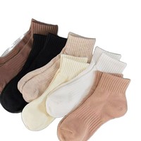 Chaussettes personnalisées de haute qualité, mignonnes, unies, douces, respirantes, en coton, avec broderie, pour femmes et filles, pour le printemps et le quotidien