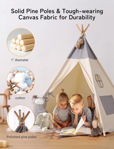 Tente <span class=keywords><strong>tipi</strong></span> pour enfants Tente de jeu pour enfants Intérieur et extérieur Maison de jeu pour enfants <span class=keywords><strong>Tipi</strong></span> <span class=keywords><strong>en</strong></span> toile blanche avec poteau <span class=keywords><strong>en</strong></span> <span class=keywords><strong>bois</strong></span> - Product Image 4