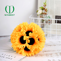 Boule de tournesol artificielle en soie en gros, fleur artificielle pour mariages, centres de table, décorations murales et de plafond