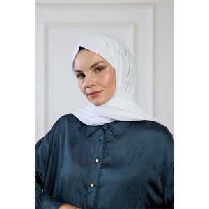 Écharpe de luxe en pur coton blanc pour filles, légère, élégante, design uni, respirante, douce, en rayonne, pour l'automne, le printemps et l'hiver - Product Image 4