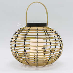 Kanlong 31.5*31.5*25cm Plastique Circulaire Vigne Led Lanterne Bougie À L'<span class=keywords><strong>intérieur</strong></span> Du Jardin <span class=keywords><strong>Solaire</strong></span> Rotin Lumière Lanterne - Product Image 1