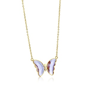 Fashion Women Jewelry Colorful Crystal butterfly <b>Choker</b> Necklace, 316L Stainless Steel 18K Gold Plated butterfly Necklace - Product Image 5