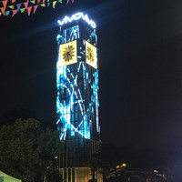 Fabricant de publicité murale extérieure transparent LED mesh display video smd pixel point light mesh led screen for media faceface