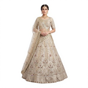 Ensemble élégant de lehenga choli en soie brodé pour mariage, tenue de mariée traditionnelle indienne et pakistanaise pour femmes, longueur au sol - Product Image 1