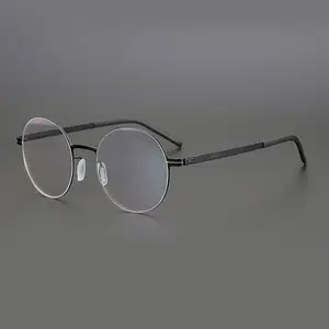 Neue heiß verkaufte Essigsäure Brille Rahmen Titan legierung Metall schrauben frei Cat Eye Rahmen IP-Beschichtung