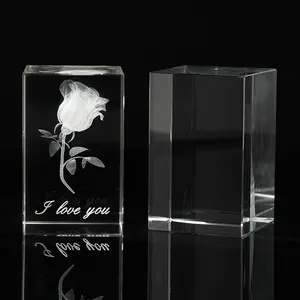 Cheap wholesale k9 blank sublimation no bubbles crystal cube custom photo high quality 3d laser etched crystal glass cube