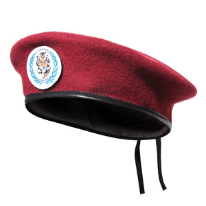 100% Len Chính Hãng Da Ribbon Red Đào Tạo Nhiệm Vụ Nghi Lễ An Ninh Chiến Thuật Màu Đỏ Pháp Beret Hat Cho Nam Giới Và Phụ Nữ - Product Image 1