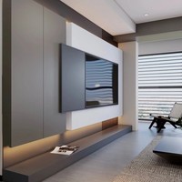 Moderno Soporte de TV de Madera Personalizable con Pantalla LED, Almacenamiento Multifuncional para Muebles de Sala de Estar, Compatible con Televisores de 65 Pulgadas o Más