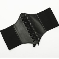 Ceinture à lacets de style européen et américain, ajustée, corset à bretelles, taille élastique, avec ceinture extérieure