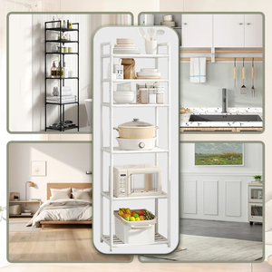 Scaffale porta microonde da terra a più livelli con carrello a rotelle, scaffale da <span class=keywords><strong>cucina</strong></span> senza foratura - Product Image 3