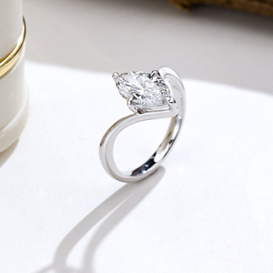 Bague de fiançailles Messi Jewelry MSR-2108 en or 18 carats avec diamant de laboratoire taille marquise - Product Image 3