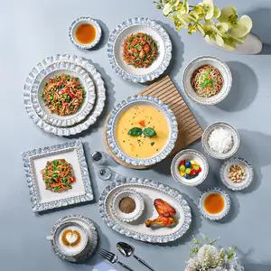 Оптовая продажа, синяя посуда, креативная серия посуды, простая домашняя керамическая подглазурная миска для риса