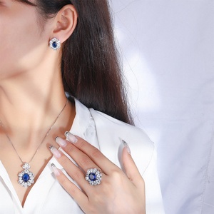 Fashion Jewelry Eco-friendly Copper 10*12MM Blue Square Cubic Zirconia Necklace Set for Women Timeless Elegance - Product Image 6