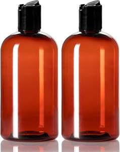 Bouteilles en plastique transparentes de forme ronde de 1 oz, 2 oz, 4 oz, 5 oz, 8 oz avec bouchons à clapet blancs et noirs - Product Image 2