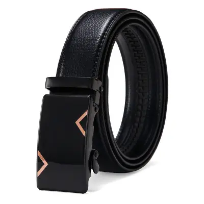 E303 Wholesale Black Fuax Leather Belts Waistband Gift Metallic Buckle Adjustable Automatic Belt For man