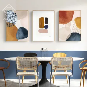 抽象几何线莫兰迪橙色水彩墙海报印刷北欧油画艺术画客厅家居装饰