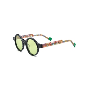 Lunettes de soleil rondes à monture complète, monture multicolore, verres miroir, protection UV 100%, unisexe pour enfants - Product Image 4