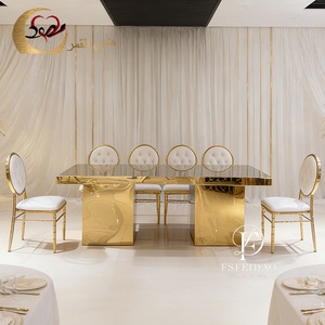 Meubles de salle à manger de luxe populaires, design en acier inoxydable, table à manger - Product Image 5