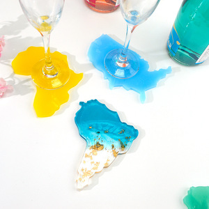 C-0433 Carte moule DIY miroir cristal colle chute sept continents coaster moule spot intercontinental moule en silicone - Product Image 6