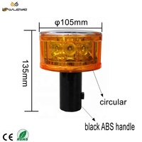 Feu de signalisation routière solaire en PC/ABS avec modes clignotant/rotatif, indice de protection IP66 pour montage sur cône et barrière