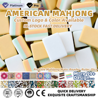 Jeu de Mahjong Américain Jaune Standard USA, 160 Tuiles Acryliques Gravées avec Supports et Poussoirs, Qualité Professionnelle, Prêt à Expédier