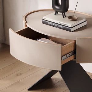 Ý tối giản yên da đêm đứng hình bầu dục lưu trữ đầu giường đồ nội thất phòng ngủ sáng tạo thép không gỉ Bàn Cạnh Giường ngủ - Product Image 4