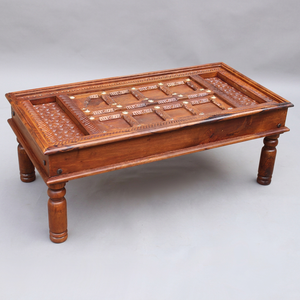 Mesa de Centro de Madera Maciza de Mango Reciclada, Tallada a Mano, Estilo Antiguo, para Hogar, Oficina, Restaurante, Hotel, con Diseño Único - Product Image 4