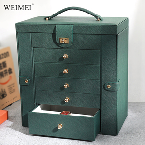Custom PU Leather Multi - Layer <b>Drawer</b> Large Capacity Travel Jewelry <b>Box</b> for Ring Necklace Earring <b>Storage</b> and Makeup <b>Box</b> Use - Product Image 4