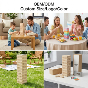 Tour à empiler géante en bois, 54 pièces, blocs en bois <span class=keywords><strong>de</strong></span> hêtre, logo personnalisé OEM, impression sérigraphique, jouet d'équilibre, <span class=keywords><strong>jeu</strong></span> <span class=keywords><strong>de</strong></span> <span class=keywords><strong>société</strong></span> <span class=keywords><strong>de</strong></span> table - Product Image 4