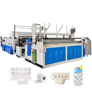 Full-automatic toilrt papel rebobinamento e corte máquina de papel higiênico lenço que faz a máquina