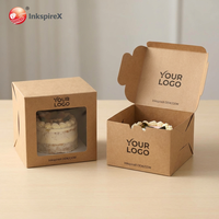 Boîte à gâteau en papier kraft de haute qualité, emballage pour desserts sucrés, petite boîte d'emballage pour gâteaux, boîte imprimée avec fenêtre