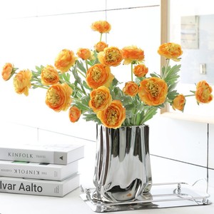 Flores Artificiales Flocadas, Loto <span class=keywords><strong>de</strong></span> 3 Cabezas, Decoración para el Hogar, Sala <span class=keywords><strong>de</strong></span> Estar, Adorno para Bodas, Satén <span class=keywords><strong>de</strong></span> Seda, Decoración Comercial para Fiestas - Product Image 2