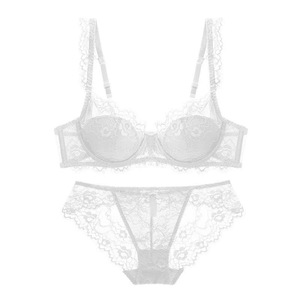 Wholesale Women's White Lace 3/4 <b>Cup</b> Floral Pattern Sexy Push-up Underwire <b>Bra</b> Panty Set Breathable Quick Dry Intimates - Product Image 4