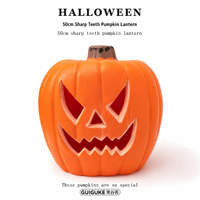 Lanterne citrouille de 50 cm, décoration d'Halloween, grande citrouille lumineuse creuse pour l'aménagement de scènes extérieures de parcs à thème
