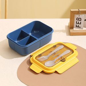 Lonchera de Estilo Nórdico de Dos Niveles con Tres Compartimentos, de Acero Inoxidable 304 y PP, Apta para Alimentos Ligeros, con Tenedor y Cuchara, Apta para Microondas - Product Image 6