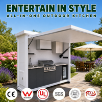 Îlot de cuisine extérieure intemporelle, station de barbecue modulaire en acier inoxydable avec évier, pour jardin et terrasse