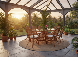 Juego de Comedor de Ratán Moderno JAVA para Uso Comercial en Hoteles y Restaurantes con Mesa Larga y Muebles de Diseño Moderno - Product Image 4