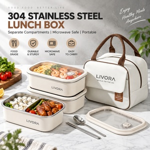 Boîte à lunch bento en acier inoxydable 1650ml/1450ml avec couvercle hermétique en silicone pour le bureau, l'école, la préparation des repas, logo personnalisé OEM - Product Image 2