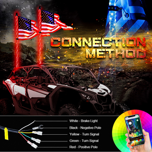 ไฟ LED แบบไหล RGB ขนาด 4 ฟุต 1.2 เมตร พร้อมเสาธง รีโมท และแอปควบคุม สำหรับรถ ATV UTV - Product Image 3